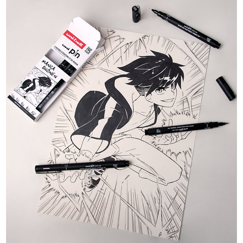 uni-ball fineliner PIN Manga Shojo set, waterbestendige inkt, 5 stuks